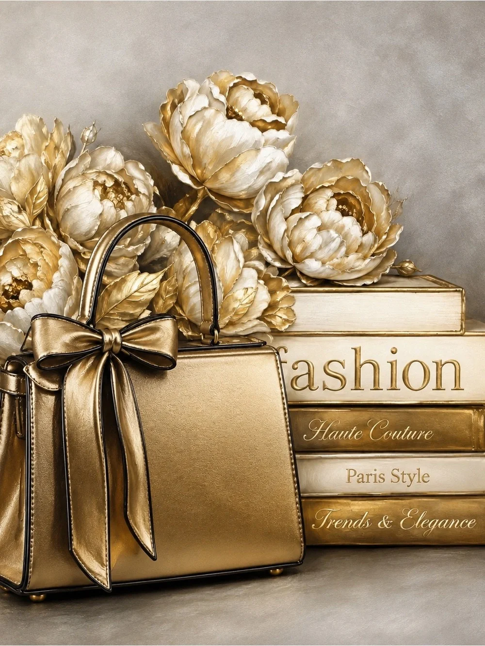 Set of 3 Fashion White Cream Gold Wall Art | Feminine CEO Bedroom Office Decor